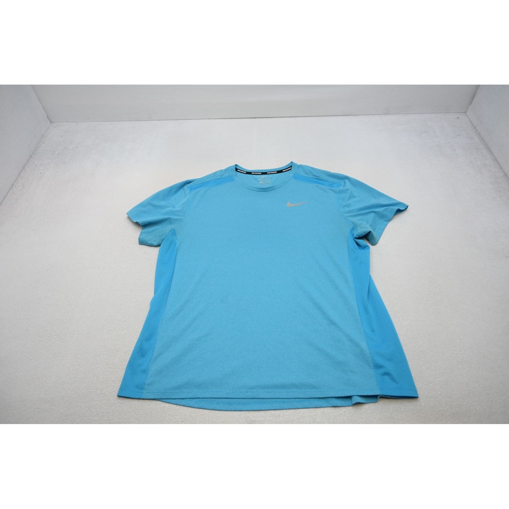 Nike Running Gym Shirt Mens XXL Blue Dri-FIT Short Sleeve Mesh Reflective EUC - Picture 5 of 11